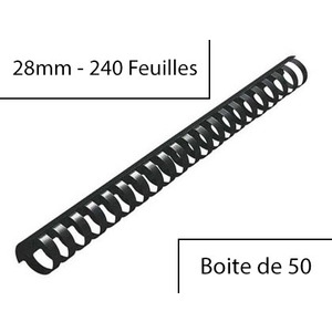 Fellowes Peigne à relier en plastique, format A4, 28,0 mm