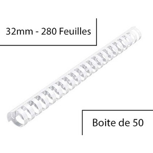 GBC Peigne à relier en plastique CombBind, A4, 32 mm, blanc