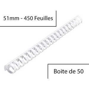 GBC Peigne à relier en plastique CombBind, A4, 51 mm, blanc