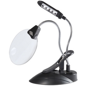 WEDO Loupe de table avec lampe LED, avec serre-joint, noir