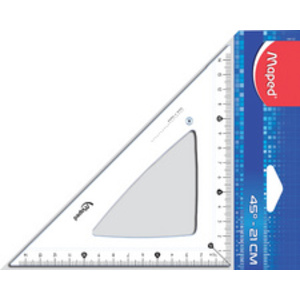 Maped Equerre Cristal 45 degrés, hypoténuse : 210 mm,