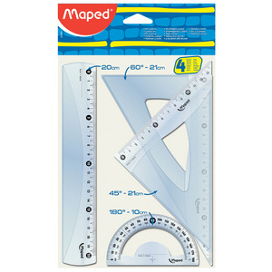 Maped Kit de géométrie Medium Start 242, 4 pièces,tranparent