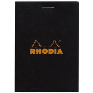 RHODIA Bloc agrafé No. 13, format A6, quadrillé 5x5, noir