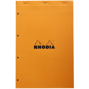 RHODIA Bloc agrafé No. 20, format A4+, quadrillé 5x5, orange