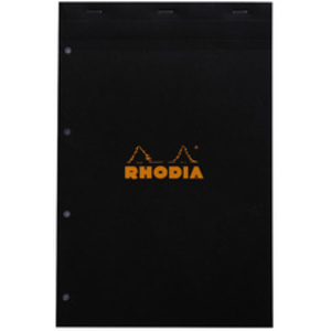 RHODIA Bloc agrafé No. 20, format A4+, quadrillé 5x5, noir