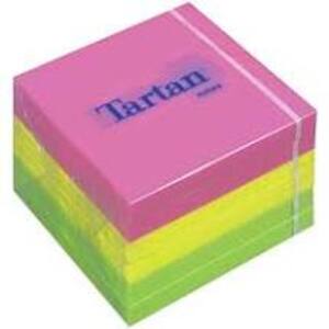 Tartan Bloc-notes repositionnable, 76 x 76 mm, assorti fluo