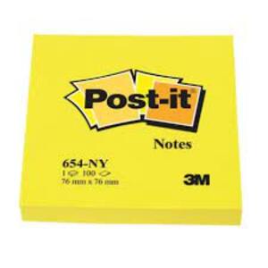 Post-it Bloc-note adhésif, 76 x 76 mm, jaune néon