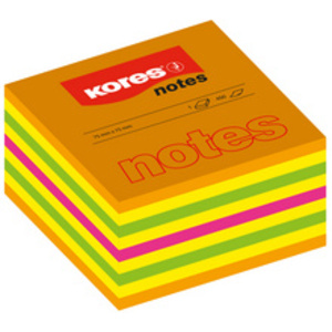 Kores Bloc-note cube, 75 x 75 mm, couleurs fluo, 5 couleurs