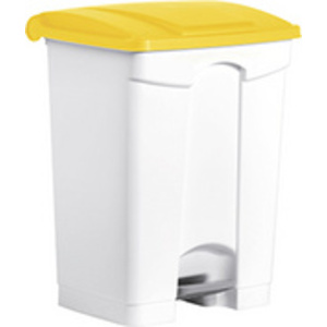 helit Poubelle à pédale 'the step', 70 litres, blanc/jaune