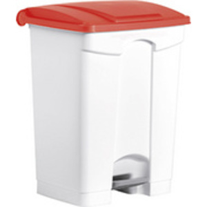 helit Poubelle à pédale 'the step', 70 litres, blanc/rouge