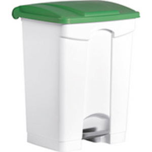 helit Poubelle à pédale 'the step', 70 litres, blanc/vert