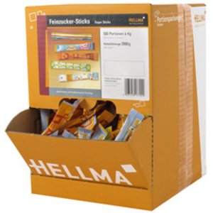 HELLMA Sticks de sucre en poudre, présentoir en carton