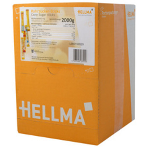 HELLMA Sticks de sucre roux, dans un présentoir en carton