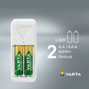 VARTA Chargeur Mini Charger, équipé de AAA, blanc