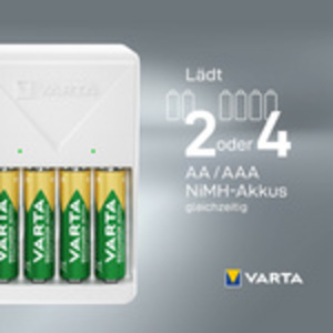 VARTA Chargeur Plug Charger, équipé de AA, blanc