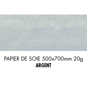 folia Papier de soie, (L)500 x (H)700mm, 20 g/m2, argent