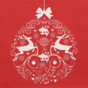 SERVIETTE NOËL DEERS COUPLE ROUGE   P/30  330X330MM