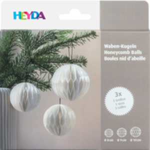 HEYDA Set décoration 'Balle en nid d'abeille', blanc