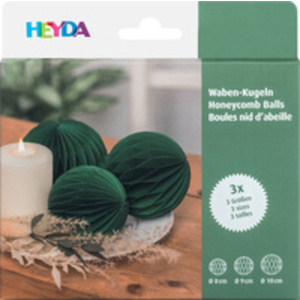 HEYDA Set décoration 'Balle en nid d'abeille', vert foncé