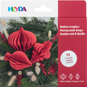 HEYDA Set décoration 'Goutte en nid d'abeille', rouge