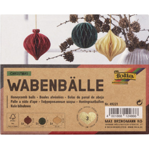 folia Boule alvéolée CHRISTMAS, set de 3 boules