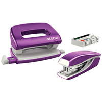 LEITZ Kit mini agrafeuse et perforateur Nexxt WOW, violet