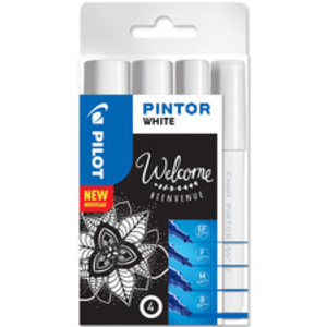 PILOT Marqueur à pigment PINTOR, medium, set de 4 'WHITE'